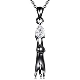 YONFQE Squirrel/Sloth/Black Cat Necklace Sterling Silver Animals Pendant Fashion Animals Jewelry Gift for Women
