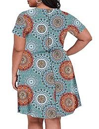 Vograce - Vestido de manga corta con bolsillos para mujer