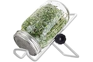 Mason Jars Sprouting Jar Kit Germination Seed Sprouter Set with Lid Stand for Growing Broccoli Alfalfa Bean Sprouts 500ml, Ma