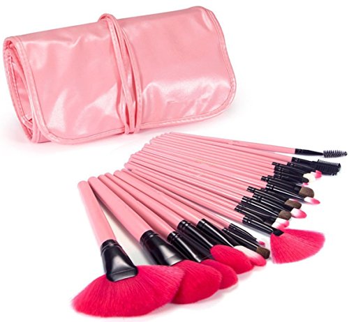 eBoTrade 24 pcs Pro Kabuki Makeup Brush Set Cosmetic Foundation Face Powder blush Kit Make Up Brushes Makeup Brush Case Professional Wool Kit