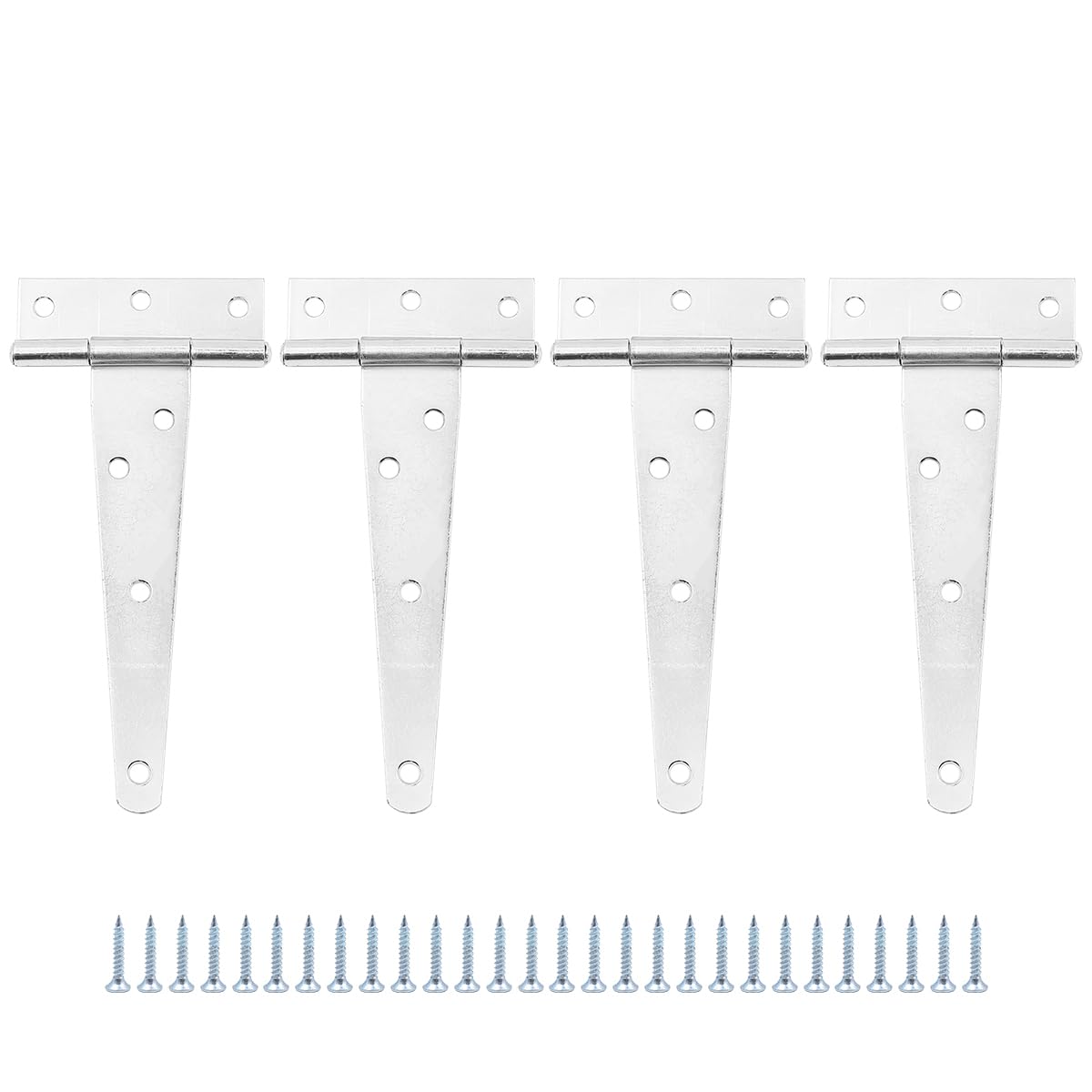 Set of 4 ZONADAH Garden Shed Door Hinge Heavy Duty T Hinge with Straps 127mm/5" Rustproof T Hinges Gate Door Barn Forged with Screws for Gates, Sheds, Doors, Windows