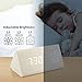 OCT17 Wooden Alarm Clock, Wood Alarm Clock Smart LED Digital Clock for Bedroom/desks, Upgraded with Time Temperature, Adjustable Brightness and Voice Control, Humidity Displaying - White