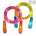 Jump Rope Kids Girls Boys – 2 Pack Light Up Jump Rope Led Jump Rope Flashing Color Change Skipping Rope for Better Heath Fitness Colorful Rope with Gift Box (Orange Handle and Blue Handle)