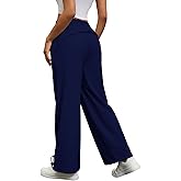 ZFLM Women's Elastic Waist Sports Pants Loose Casual Travel Pants Wide Legs High Waist Fitness Pants with Pocket