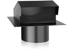 QNEMAEI 6Inch Roof Vent Cap with Wind Damper and Mesh to Provide Flow of Fresh Air and Keep Critters Out,6 Inch Roof Exhaust Vent, Black