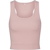 Bra30 Women's Sporty-Racerback Half Tank with Fitted Band Sport Style Top, Sherbet