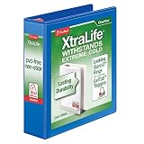 Cardinal XtraLife 3-Ring Binder, 2", Locking Slant-D Rings, ClearVue Presentation Binder, Holds 540 Sheets, PVC-Free, Blue (26322)