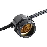 Novelty Lights 37.5 Feet Heavy Duty Light String with 25 in-Line E26 Sockets, Black Wire PVC Commercial Grade Stringer, 18" S