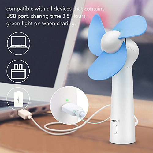 BicycleStore Personal Handheld Fan, Portable Mini Pocket Fan with Foam Blades, Small Quiet Desk Fan Powered by USB or Rechargeable Battery for Office, Table, Travel, Camping