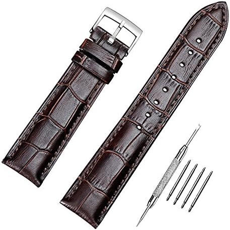 Genuine Calfskin Leather Watch Band Interchangeable Watch Strap Quick Release Buckle with Spring Bar and Spring Bars Bonus 18mm/19mm/20mm/21mm/22mm/24mm