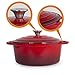 Imperial Home Cast Iron Enameled Dutch Oven Pot with Lid 5 qt, Sauce Pan, Pasta Server, Stove Top Pot, Dish for Sourdough Bread, Slow Cooking Chicken, Soup & More, Kitchen Cookware - Red