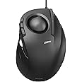 ELECOM DEFT Trackball Mouse, Wired, Finger Control, 8-Button Function with Smooth Tracking, Ergonomic Design, Windows11, macOS (M-DT2URBK)