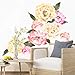 HAOKHOME W-10705 Peony Flowers Wall Decal Flower Wall Sticker Floral for Girls Bedroom Living Room Nursery Decor