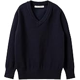 ACESTAR Boys and Girls' Uniform Cotton V-Neck Collar Sweaters Long Sleeve Pullover Knit Sweater