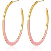 TaYolnFaSo Enamel Hoop Earrings for Women 18K Real Gold Plated Hypoallergenic C-Shaped Earring Colorful Enamel Jewelry Valentine's Day Gift for Wife Girlfriend