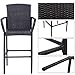Tangkula Set of 2 Patio Bar Stools Indoor Outdoor Use Wicker Rattan Barstool with Footrest for Garden Pool Lawn Backyard Study Steel Frame Bar Chairs Furniture (Dark Brown 47