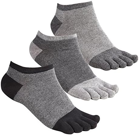 Toe Socks No Show Cotton 5 Finger Low Cut Athletic for Running Men Women 3 Pack