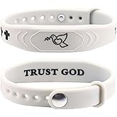 2 Pack Bible Verse Bracelets, with NFC Scan Daily Jesus Bracelets Christian Gospel Scripture Bracelet Trust God Style Combined Inspirational Religious Gifts for Men and Women (TRUST GOD - Beige)