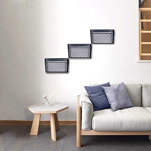 DESIGNA Mesh Wall Mounted File Holder Letter Pocket Organizer Black, 3 Packs