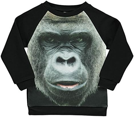 PopUpShop Gorilla Basic Organic Cotton Sweatshirt For Boys and Girls 6 Black
