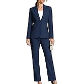Kelyaa Women's 2 Piece Business Office Suit Lady Peaked Lapel Slim Fit One Button Blazer Jacket and Pants Set