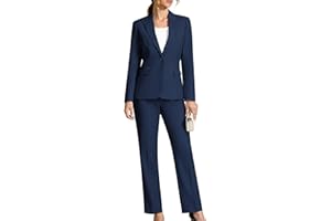 Kelyaa Women's 2 Piece Business Office Suit Lady Peaked Lapel Slim Fit One Button Blazer Jacket and Pants Set