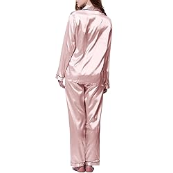 Womens Satin Pajamas Set Long Sleeve Sleepwear