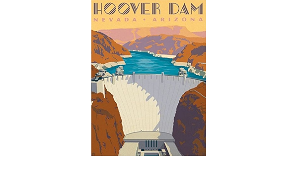 Póster de viaje vintage con diseño de retro de Hoover Damn ...