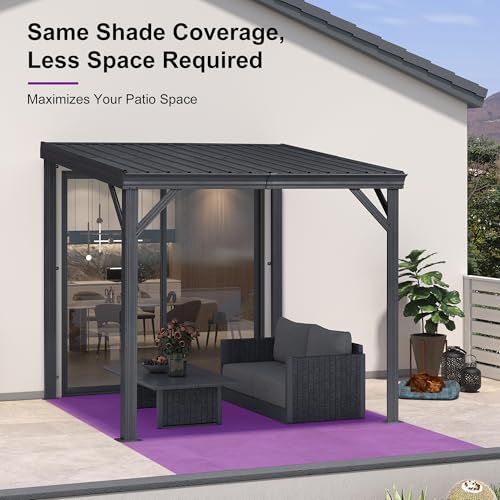 PURPLE LEAF 10'x13.5' Wall-Mounted Gazebo Review: Iron Roof Patio Cover image 25