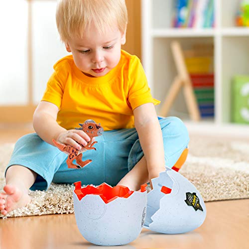 Dinosaur Hatching Egg, Surprise Growing Dino Egg Toy Mini Stygimoloch Dinosaur Figures Inside with LED Light, Music, Lifelike Hatching Sound