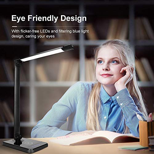 LED Desk Lamp with Wireless Charger, EyeCaring 18W LED Table Light