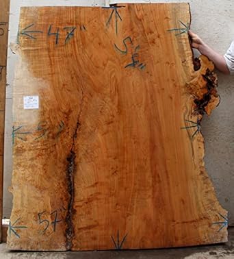 Maple Wood Slab Natural Live Edge Tabletop Curly Birdseye Burl