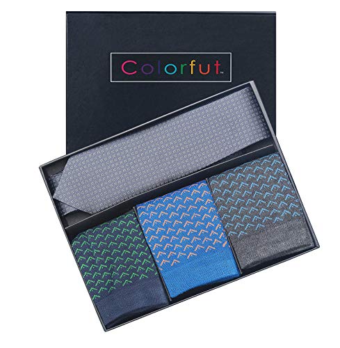 James Fiallo Men's NeckTie and 3 Funky Dress Socks Gift Box, MTS03-C