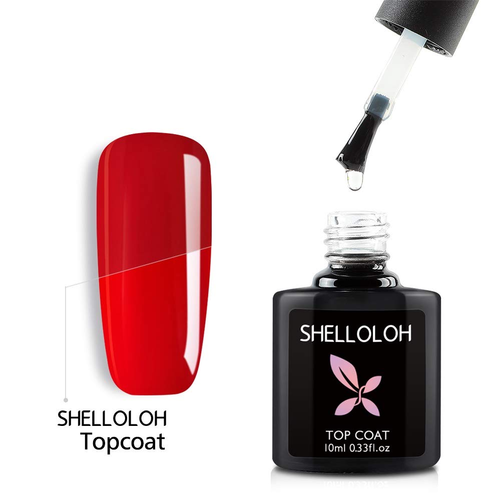 SHELLOLOH 2pcs Gel Nail Polish Top Coat and Base Coat Set Soak Off LED Gel Nail Art Manicure Kit Long-Lasting 10ml : Beauty