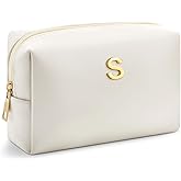 Kigeli Initial Makeup Bag Gifts for Christmas Women Girls Bridesmaid Stocking Stuffers Personalized PU Leather Preppy Monogram Cosmetic Bag Travel Toiletry Pouch Birthday Wedding Bridal Shower Gift(S)