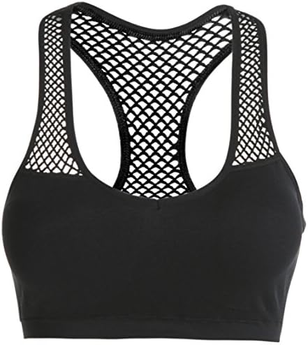 Afrodita Yoga Sports Bra Women's V Neck Racerback Removable Cups Wire Free (Black,S/M)