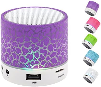 Portable Wireless Bluetooth Speaker,Hica Mini Wireless Hands Free Crackle Bluetooth Speaker Support Music FM Radio TF Card USB Flash Drive Built-in Microphone with LED lights for Phone,MP3，Purple