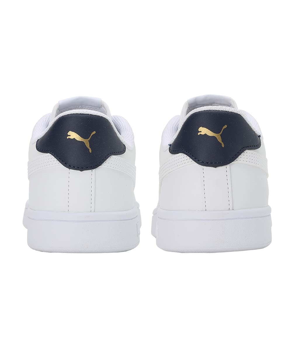 PUMA Unisex Puma Smash v2 L Low-Top, Puma White-Puma White-Peacoat-Puma Team Gold, 44 EU 4