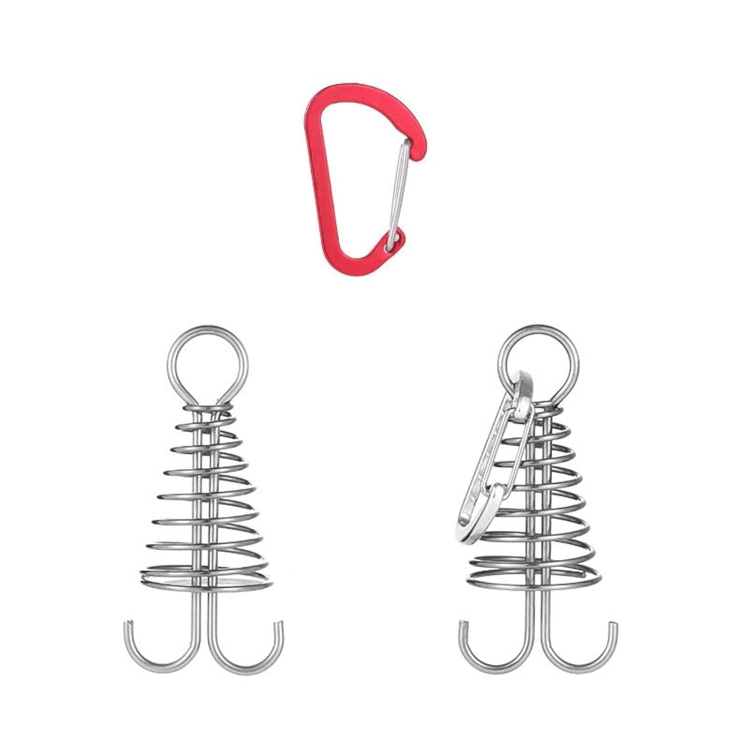 zalati Tent Pegs 4pcs Tent Spring Buckles Deck Anchor with D Ring Snap Carabiner Lock for Outdoor Camping, Hiking