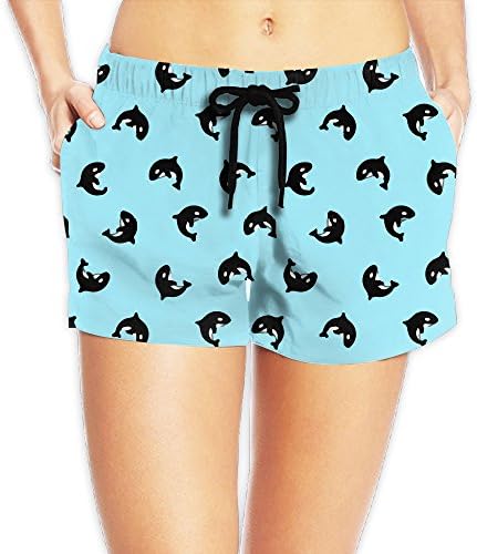 CZSFAyrsgfj Seamless Pattern With Killer Whales Women's Quick Dry colorful Volleyball Summer Casual Shorts With Pocket