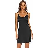 Miqieer Women's Long Silky Tank Top Adjustable Spaghetti Strap Camisole Slip Dress