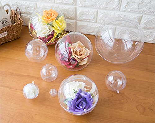 25 Set 50 Pieces Christmas Clear Plastic Fillable Ornaments, DIY Bath Bomb Mold,Acrylic Clear Plastic Ornaments Balls Fillable Wedding Party Decor with 5 Size 30mm 40mm 50mm 60mm 70mm