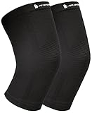 Knee Compression Sleeves (1 pair) By FitXpert - Crossfit Knee Brace, Knee Support and Pain Relief in Weight Lifting, Knee Sleeves for Both Men & Women