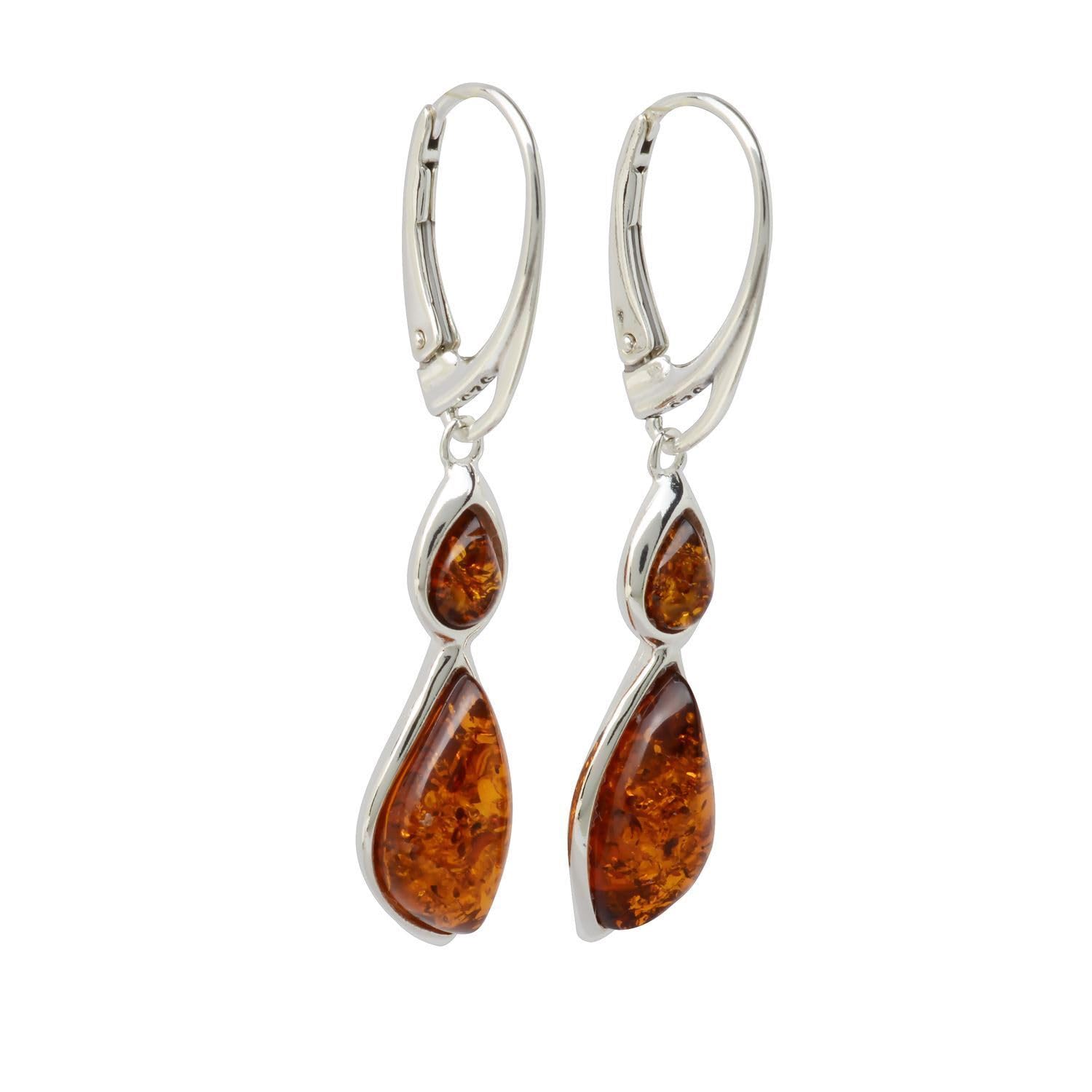 Sterling Silver and Baltic Honey Amber French Lever Back Earrings Samara