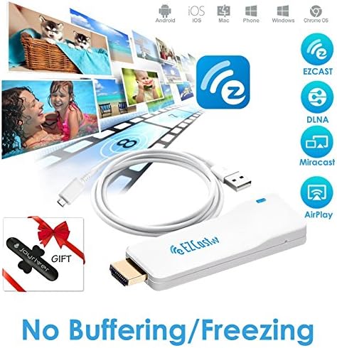 EZCast Wire HDMI Miracast Dongle TV Stick WiFi Display Receiver Supports EZCast App Miracast AirPlay DLNA Compatible with iOS Mac OS Android Windows Stable No buffering No Freezing