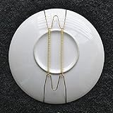 Pack of 10 8-Inch Spring Style Invisible Plate Tray Dish Wire Hanger Holders Brass Coated, Holds 7.5