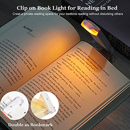 USB Rechargeable Book Light, for Kids Reading in Bed, LED Clip on Book Reading lamp, 3 Colors, 9 Brightness Adjustable Level, for Eye Care at Night, Warm White, Perfect Gift for Bookworms (White)