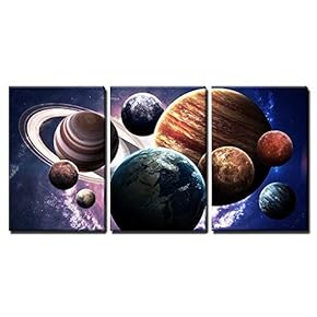 Planets of The Solar System Wall Decor x3 Panels