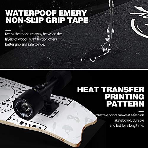 Beleev Cruiser Skateboard for Beginners, 27"x8" Complete Skateboard for