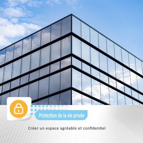 HOMTOL Anti-Glare Window Film, 50 x 400 cm, Mirror Film for Windows, Blackout Window Film, Anti-UV Heat, Adhesive Window Screen, Privacy Protection, for Office, Home, Bedroom, Silver